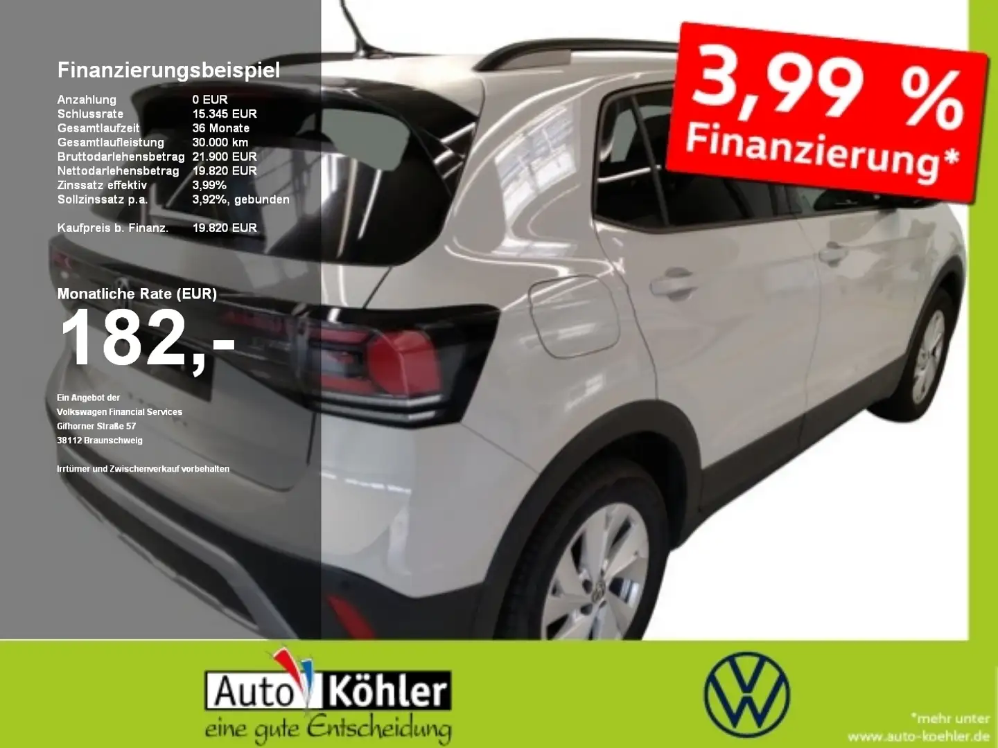 Volkswagen T-Cross Life TSi CarPlay+ACC+LED+Virt+PDC Grau - 1