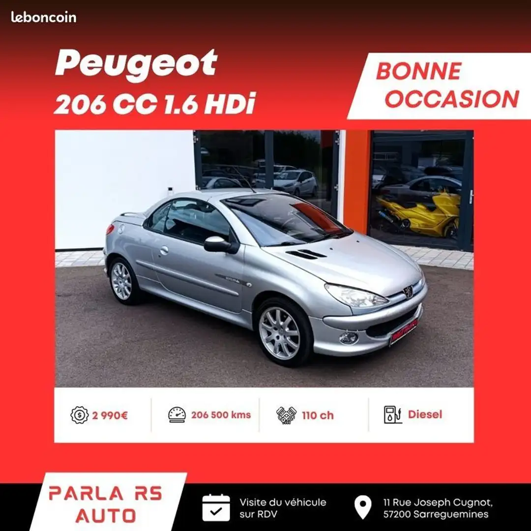 Peugeot 206 1.6 HDi Quicksilver 16V 110ch Gris - 1