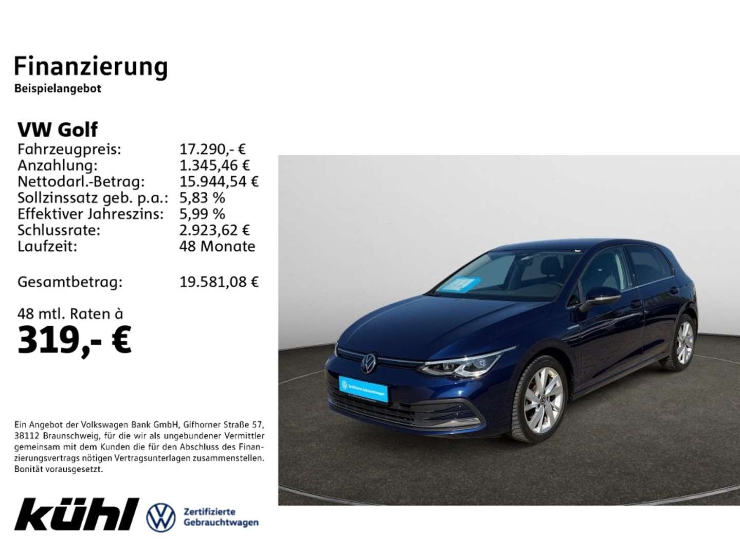 Volkswagen Golf nuo 304 €/ mėn Benzinas 2020m. Sedanas Mechaninė
