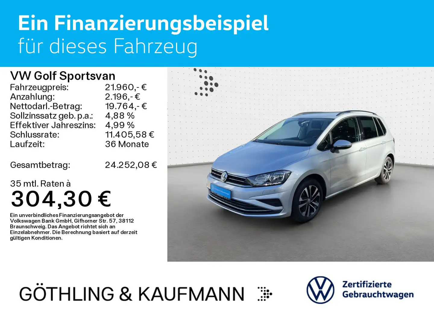 Volkswagen Golf Sportsvan United *KAMERA*NAV*LED*SHZ*KLIMA* Argent - 2