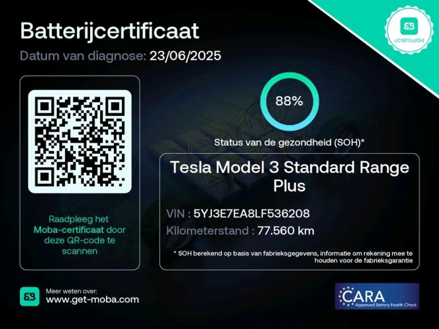 Tesla Model 3 Standard RWD Plus 60 kWh 88% SOH Autopilot Zwart - 2
