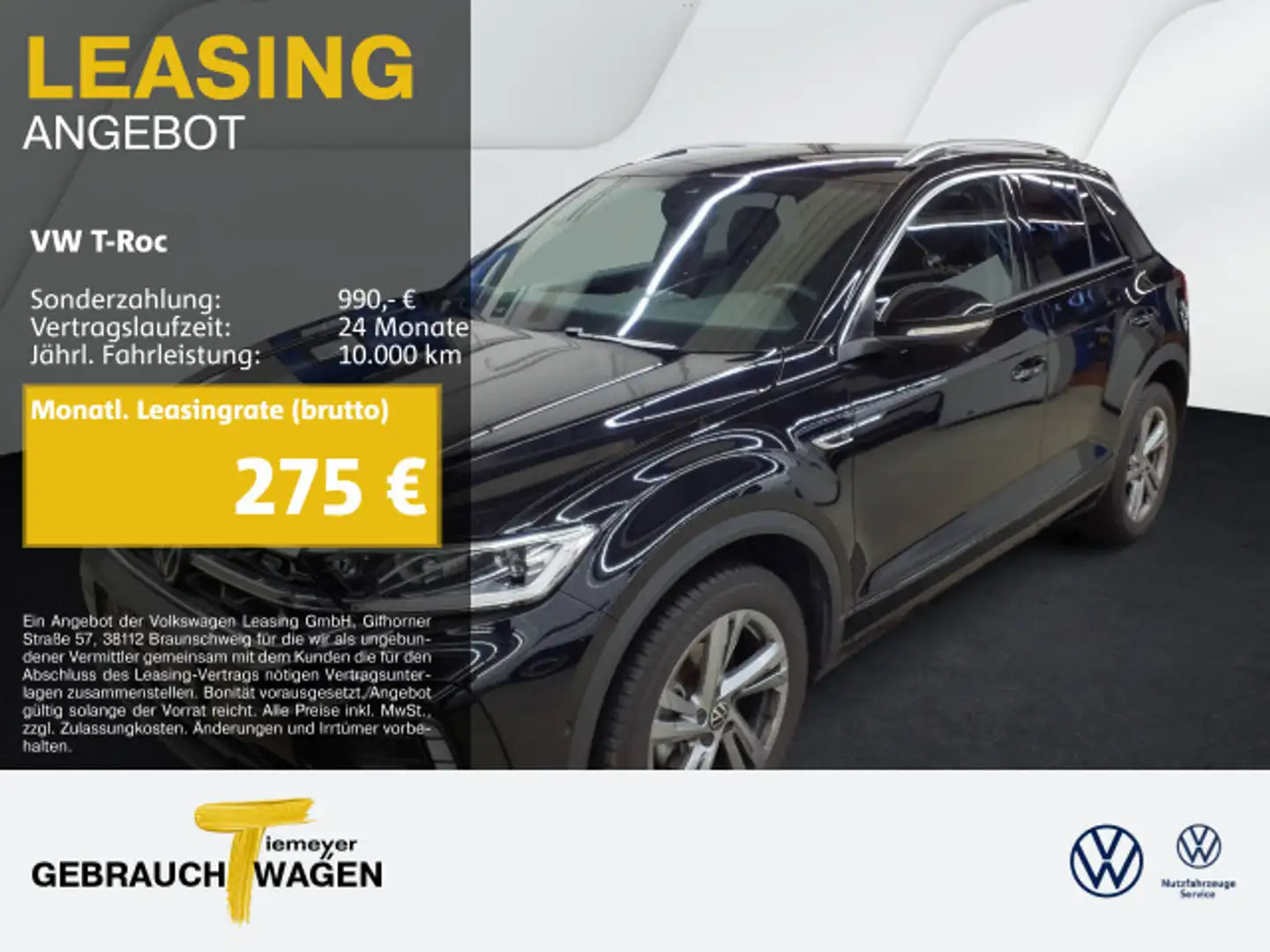 Volkswagen T-Roc 1.5 TSI DSG R-LINE LED+ NAVI KAMERA AHK Schwarz - 1