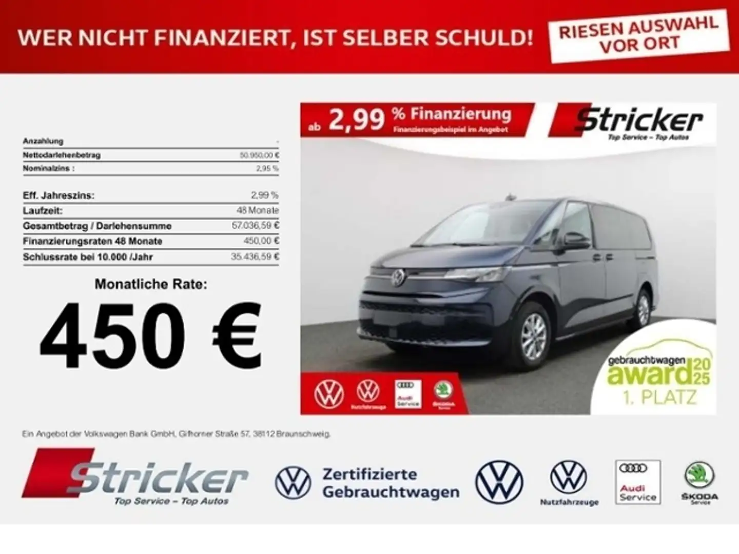 Volkswagen T7 Multivan Life lang 2.0TDI DSG 450,-ohne Anzahlung Kamera N Kék - 1