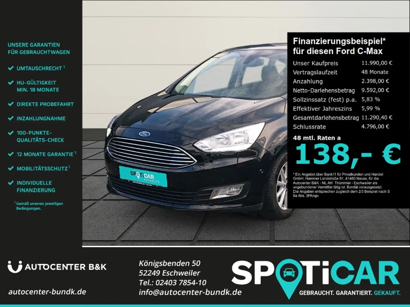 Ford C-Max 1.5 EcoBoost Aut. Titanium AHK Navi Kamera SHZ Kli Noir - 1