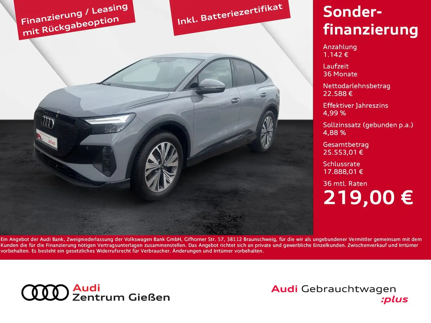 Audi Q4 e-tron Sportback 35 advanced black SONOS Einparkhilfe Grau - 1