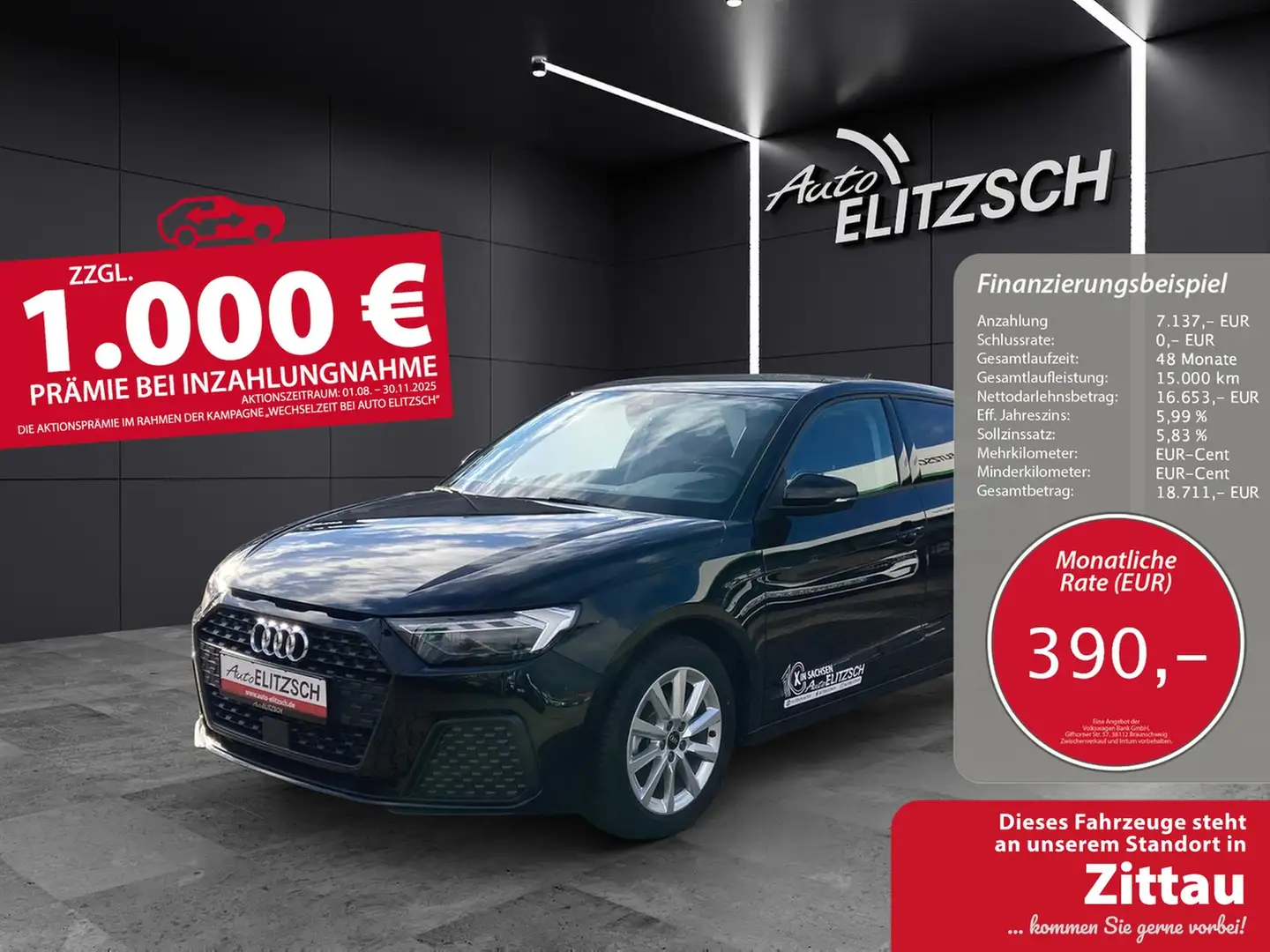 Audi A1 Sportback 30 TFSI basis s tronic Schwarz - 1