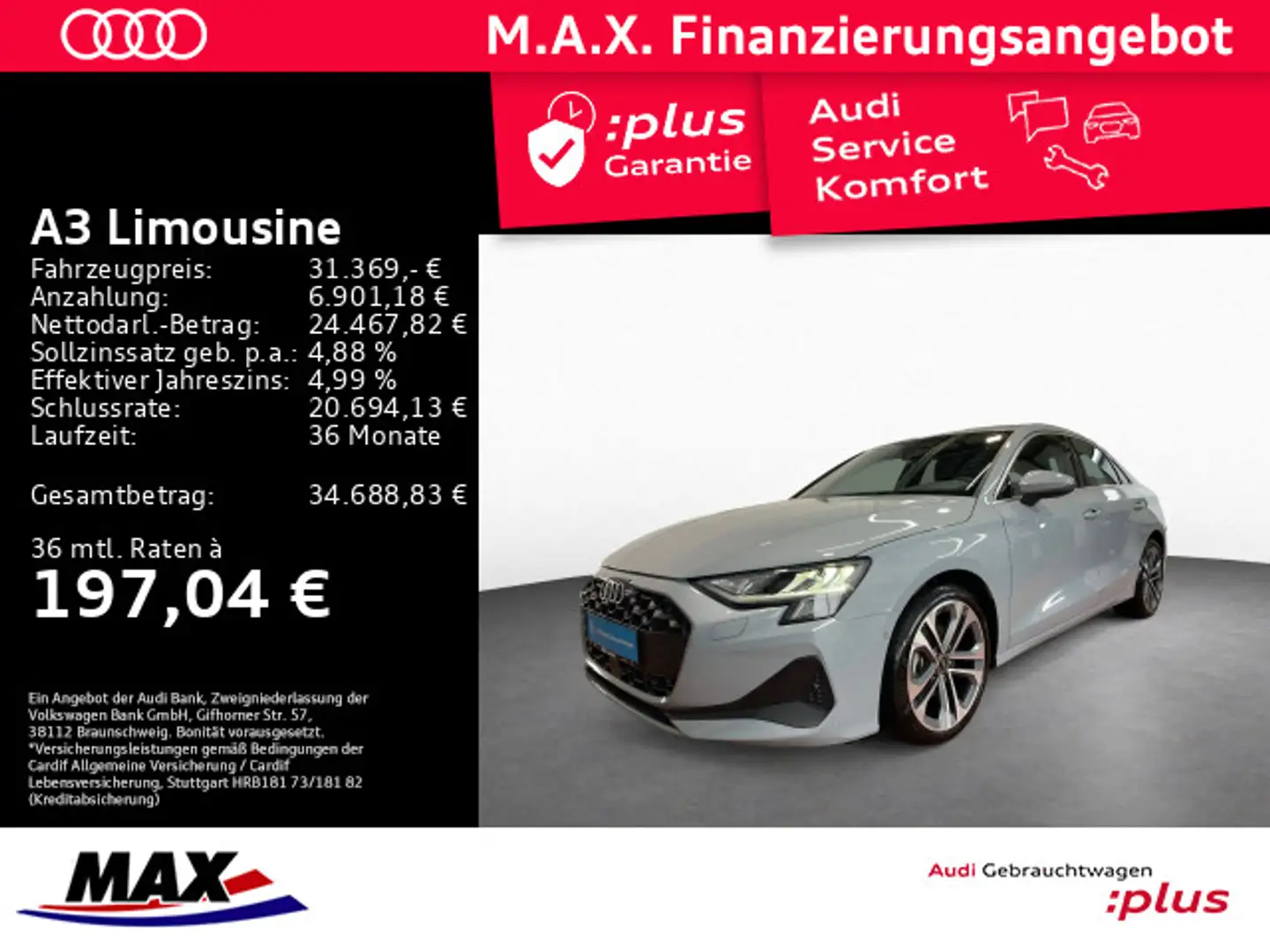 Audi A3 30 TFSI S TRONIC LED+NAV+AHK+KAMERA Grau - 1