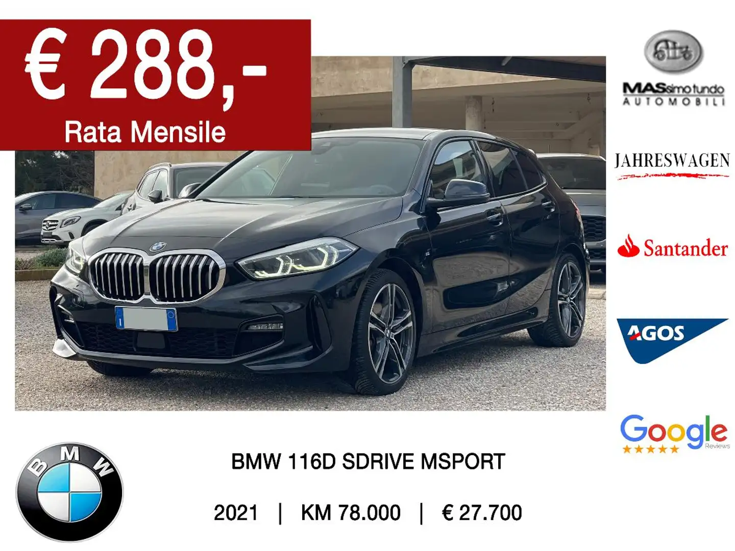 BMW 116 d 5p. Msport Zwart - 1