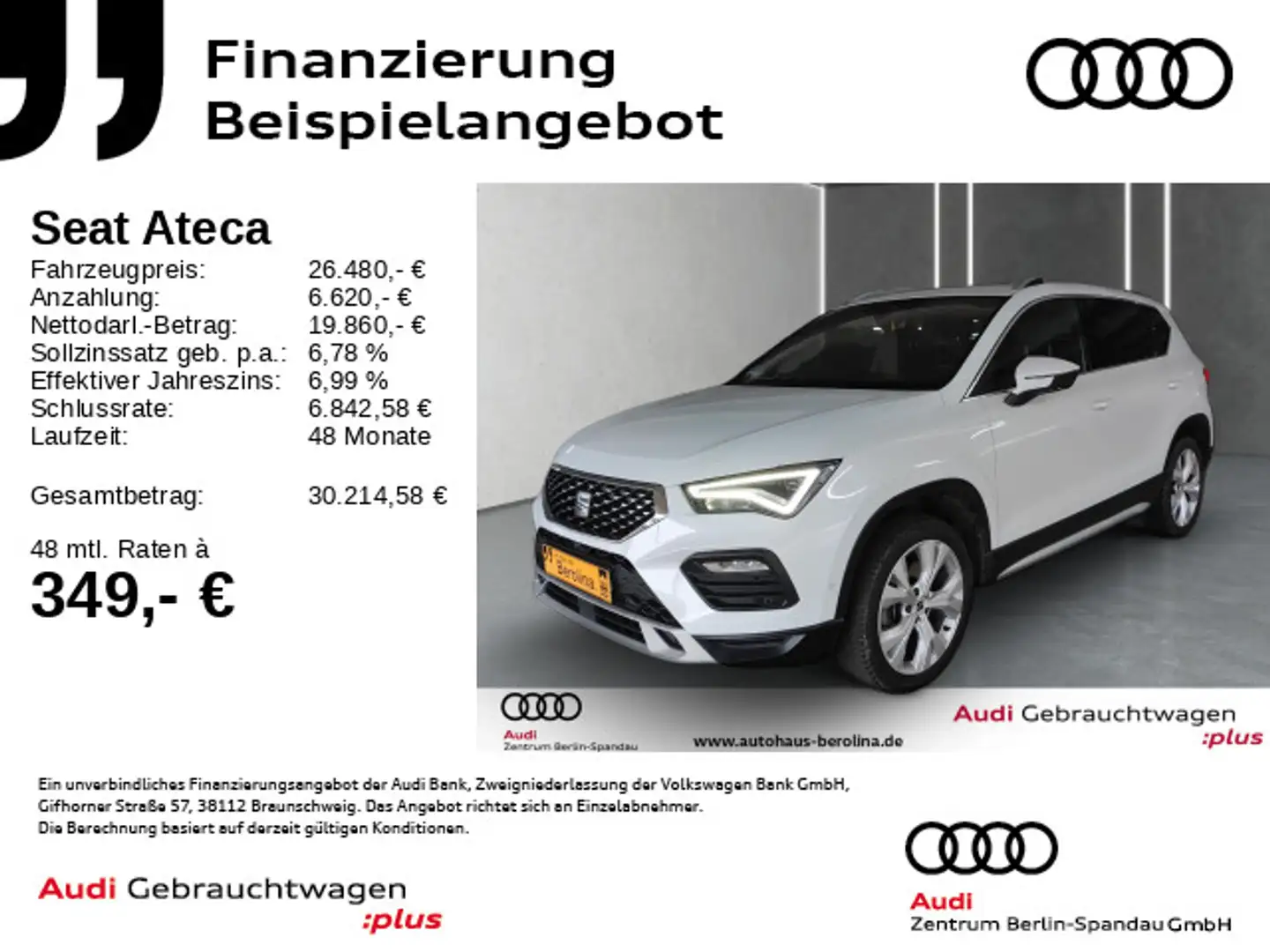 SEAT Ateca 2.0 TDI Xperience DSG *PANO*AHK*BEATS*ACC* Weiß - 1