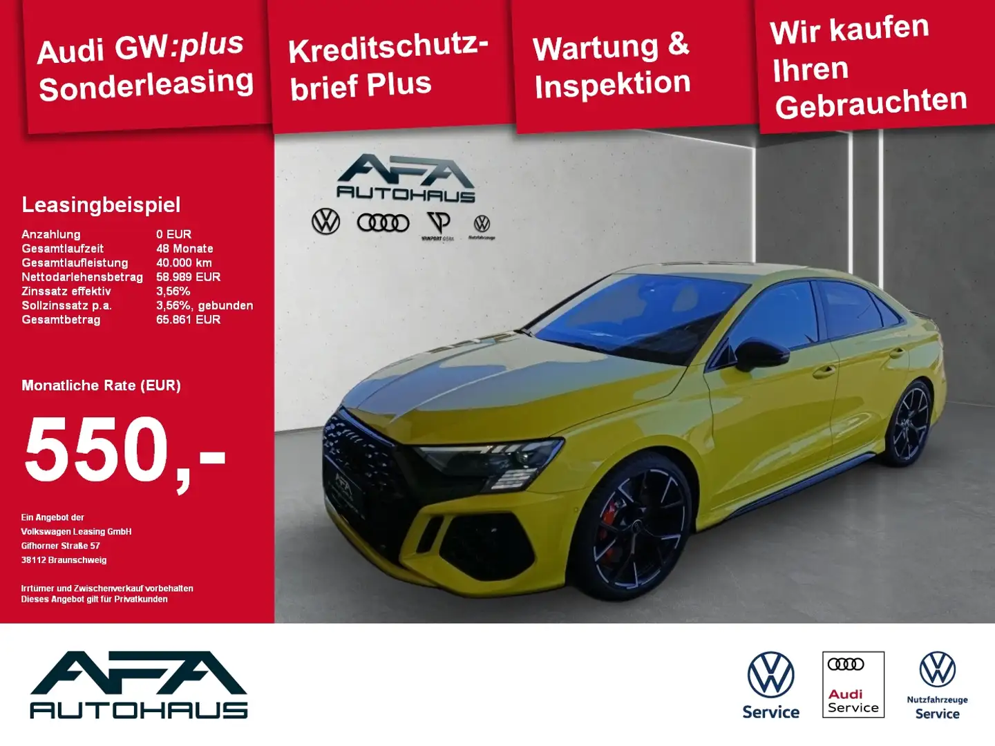 Audi RS3 Limousine TFSI qu. Sportabgas*Matrix*280km/h Giallo - 1