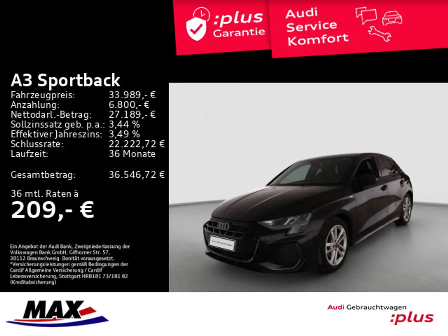 Audi A3 35 TDI S-LINE LED+KAMERA+VCP+PDC+ Schwarz - 1