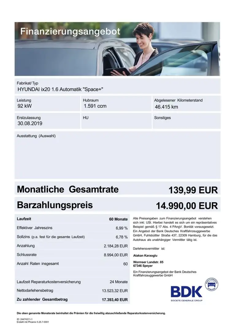 Hyundai iX20 1.6 AT PDC/AHK/SHZ/ALLWETTER/LHZ/GARANTIE Grau - 1