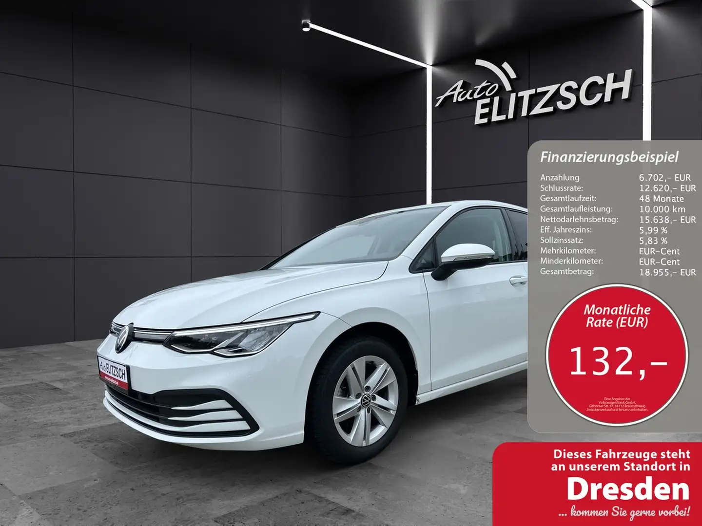 Volkswagen Golf VIII Business TDI DSG LED ACC SHZ PDC Navi Klima Weiß - 1