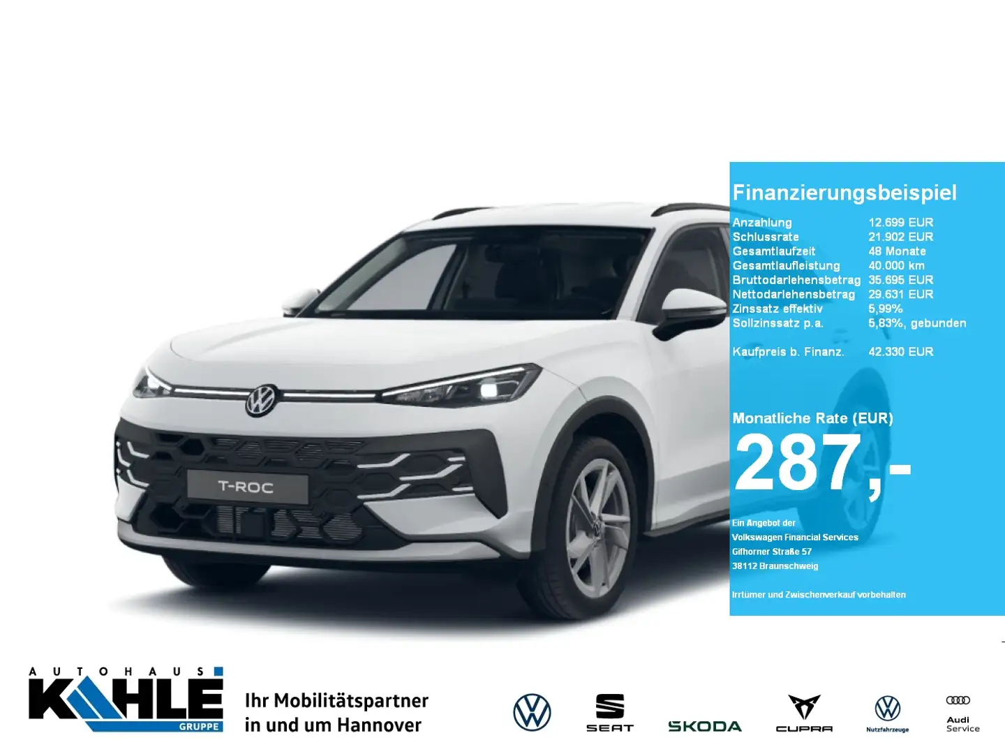 Volkswagen T-Roc Life 1.5 l eTSI OPF DSG CarPlay  ACC Weiß - 1