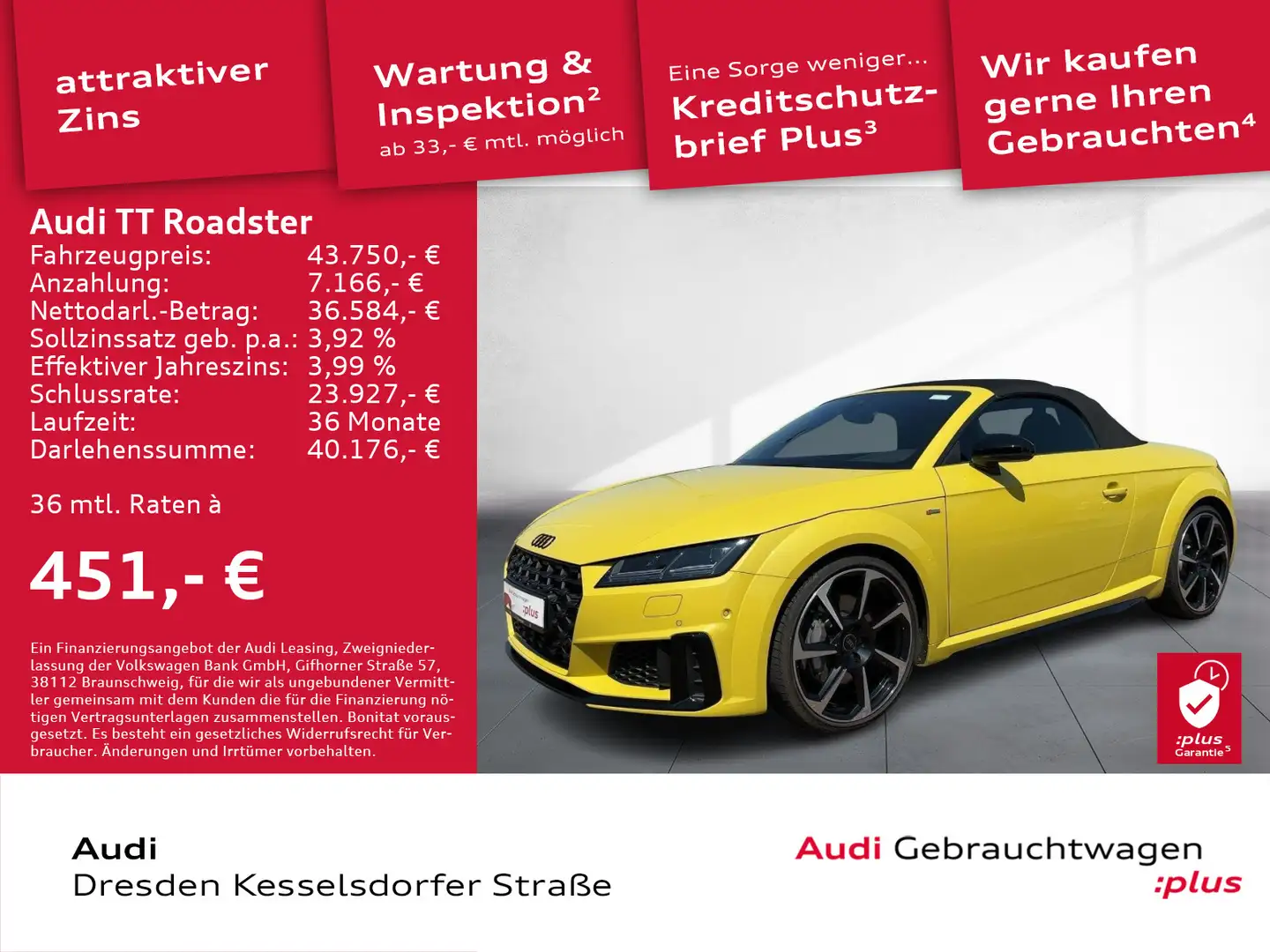 Audi TT 45 TFSI Q. GRA LED Navi DAB Gelb - 1