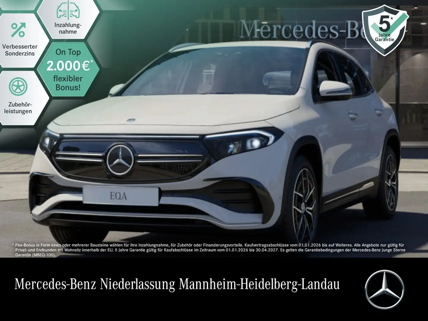 Mercedes-Benz EQA 350 4M AMG+19"+PLUS-PAKET+360+HUD+KEYLESS Weiß - 1