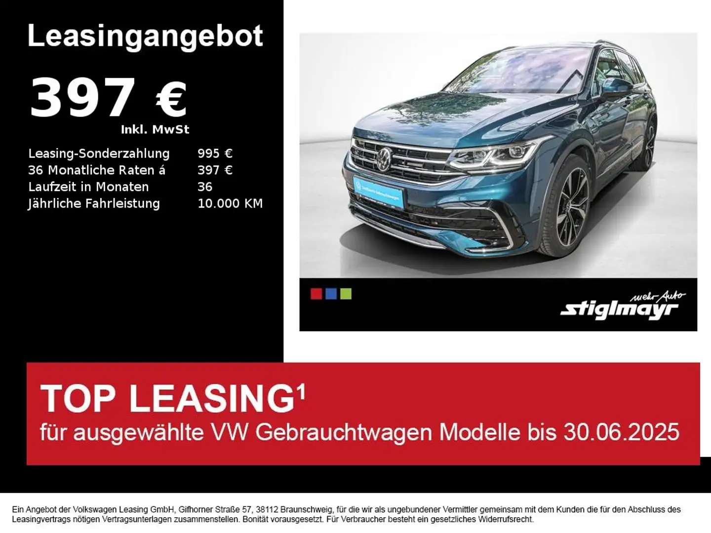 Volkswagen Tiguan R-Line 4Motion 2.0 TDI DSG +PANO+AHK+HUD Blau - 1