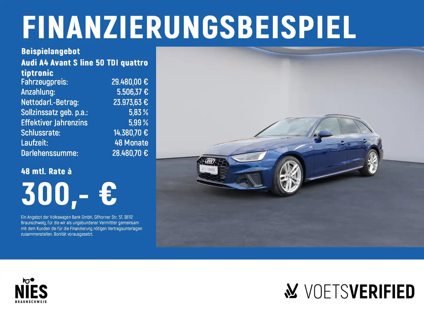 Audi A4 Avant S line 50 TDI quattro tiptronic PANO+Rear... Modrá - 2