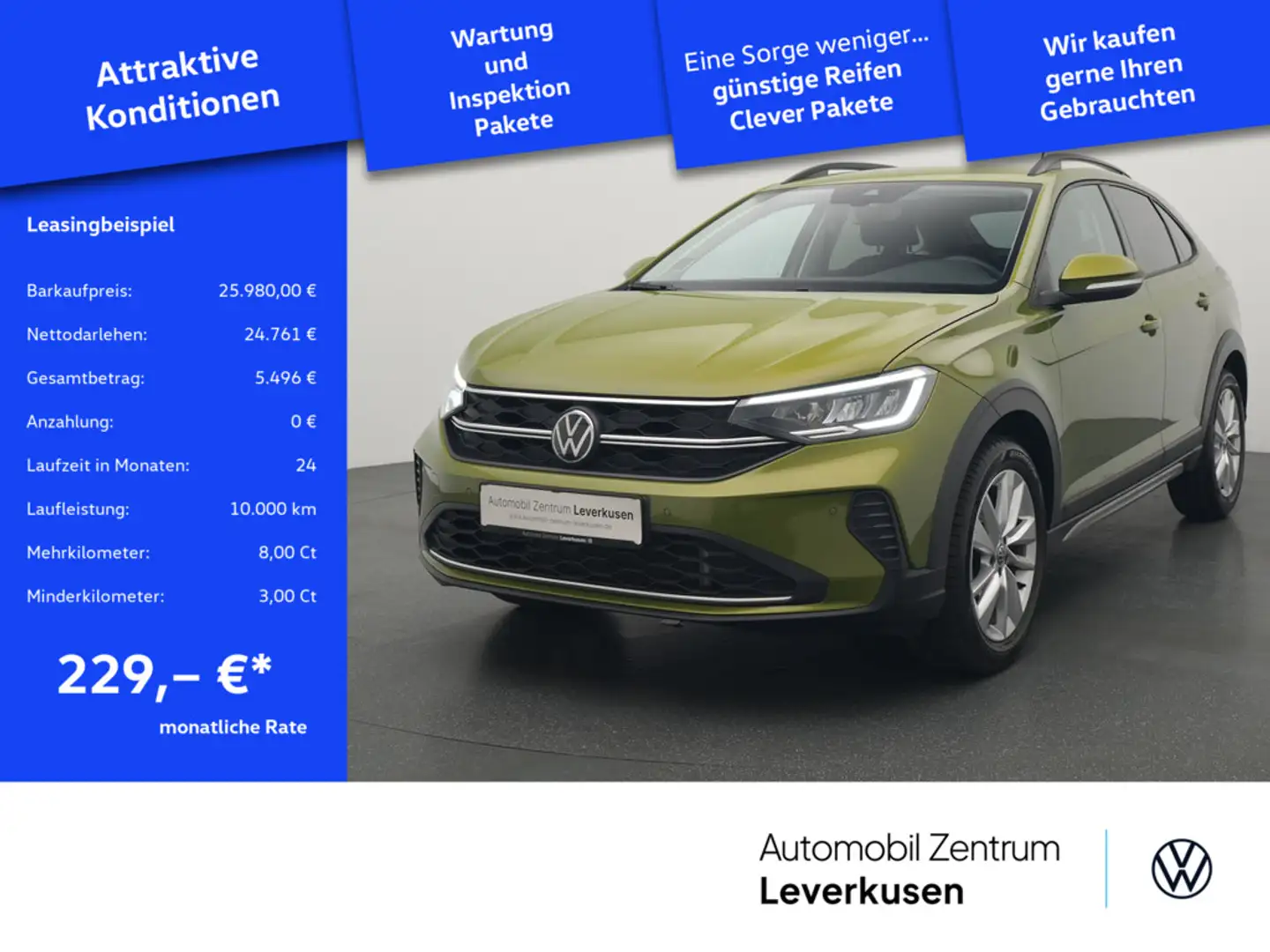 Volkswagen Taigo Life DSG NAVI VIRT KEYLESS SHZ CARPLAY Grün - 1