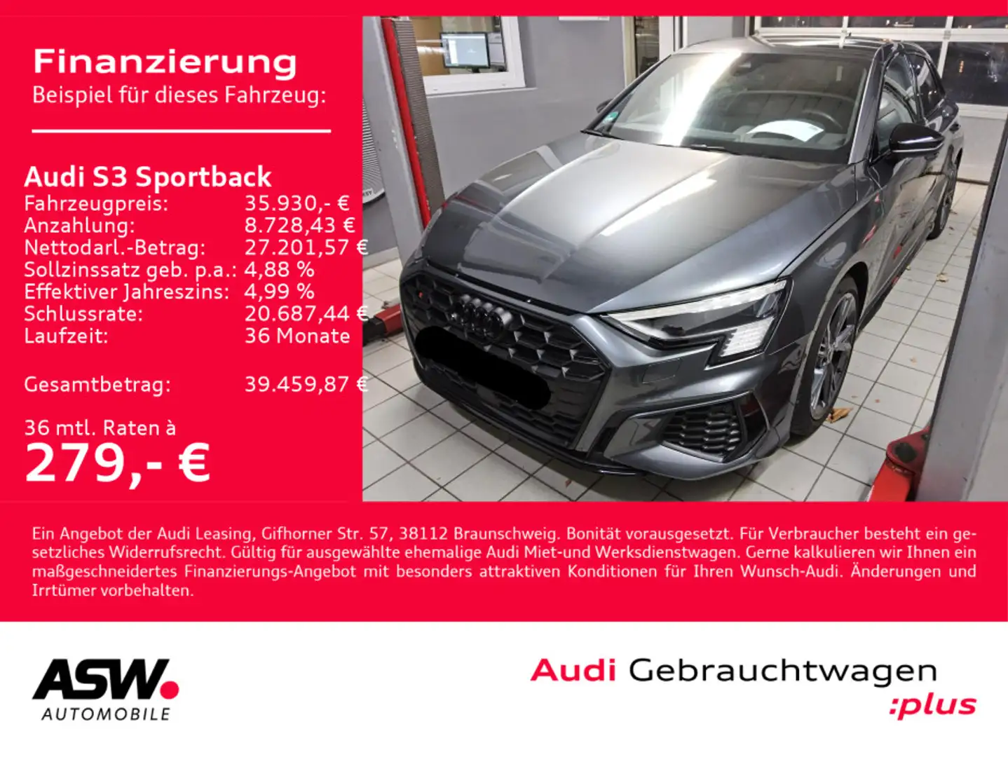 Audi S3 quattro 2.0TFSI Stronic LED RFK B&O Grau - 1