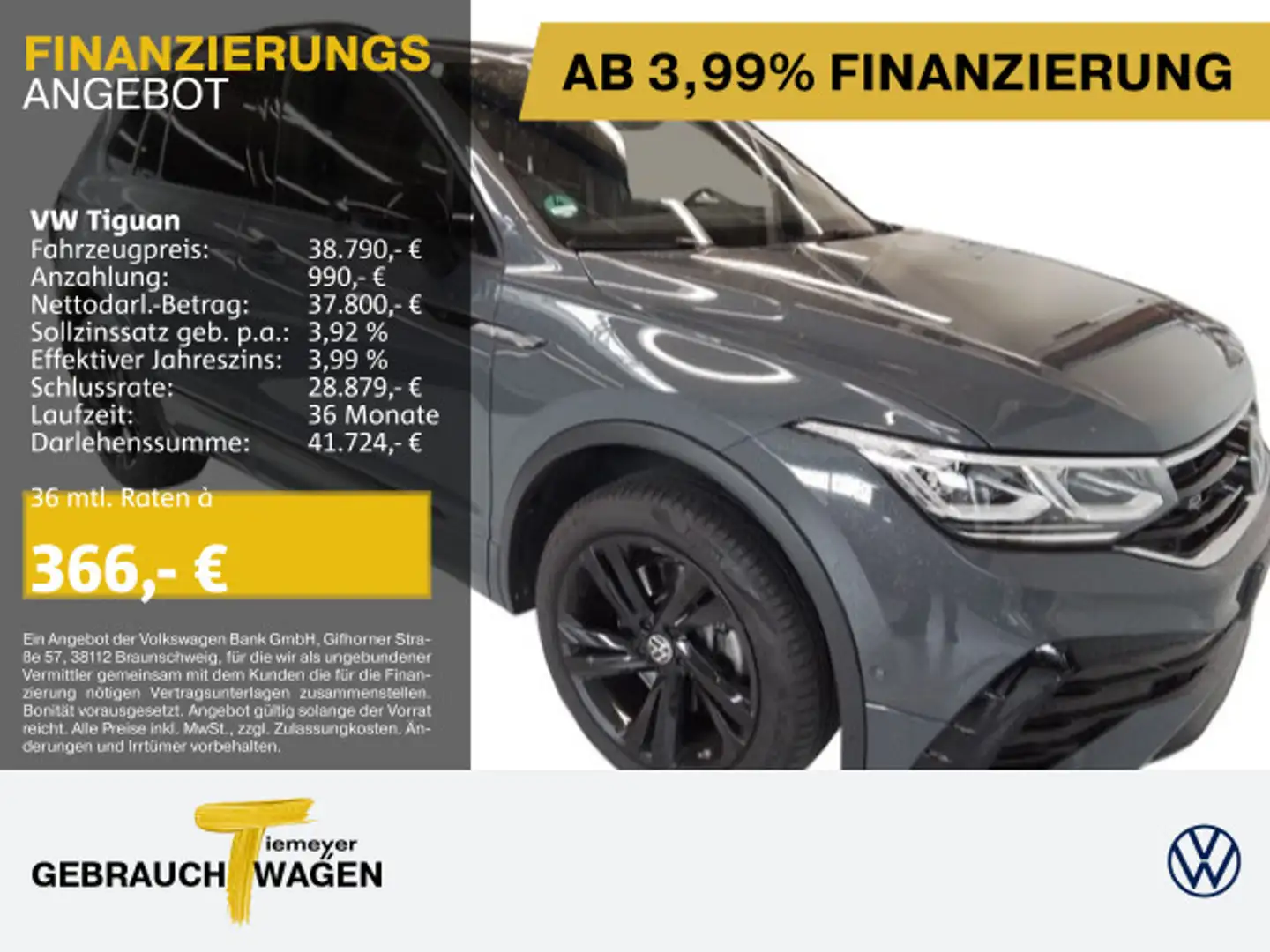Volkswagen Tiguan 2.0 TDI DSG 4M R-LINE BLACKSTYLE AHK ST.H Grijs - 1