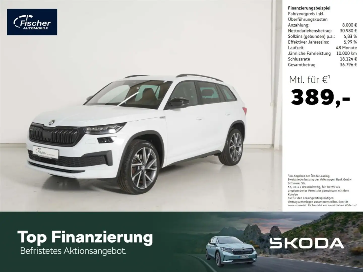 Skoda Kodiaq 2.0 TSI Sportline 4x4 DSG Matrix/NAV/ACC Weiß - 1