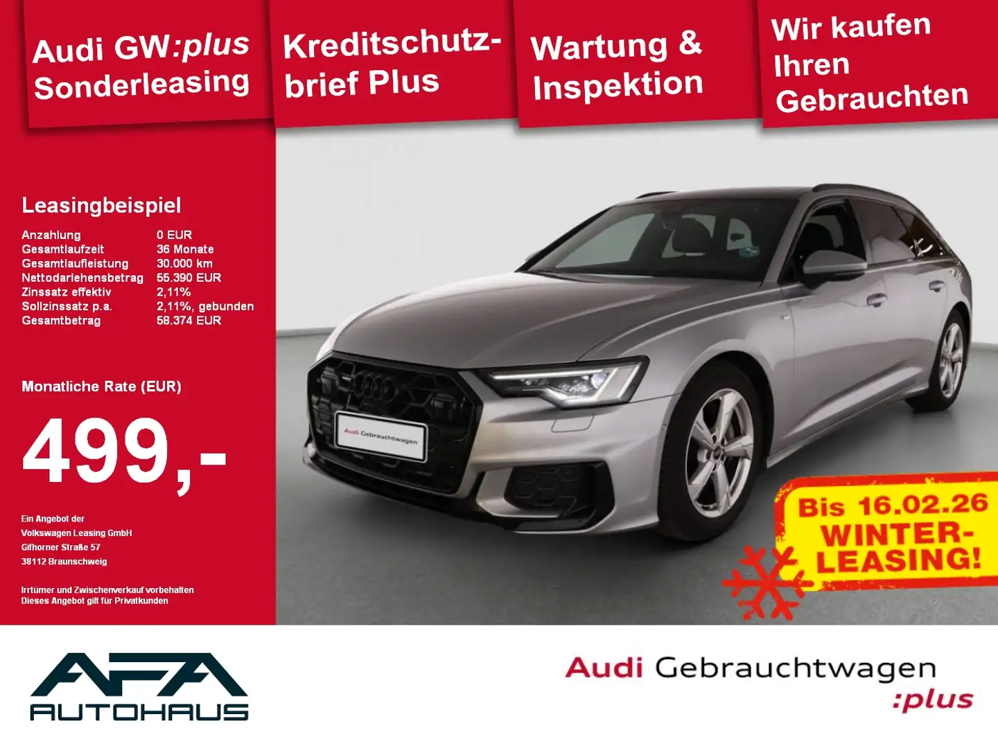 Audi A6 Avant 50 TDI Design qu. tiptr. S-Line*Pano*AHK Silber - 1