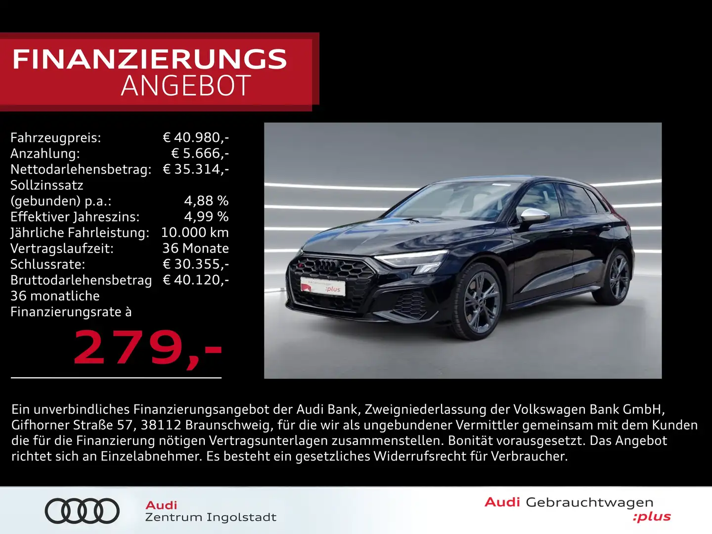 Audi S3 Sportback TFSI NAVI Optikpaket-Schwarz+ GRA Schwarz - 1