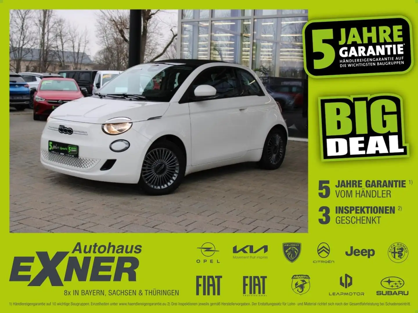Fiat 500e Cabrio ICON | SOFORT VERFÜGBAR | Privat & Gewerbe Weiß - 1