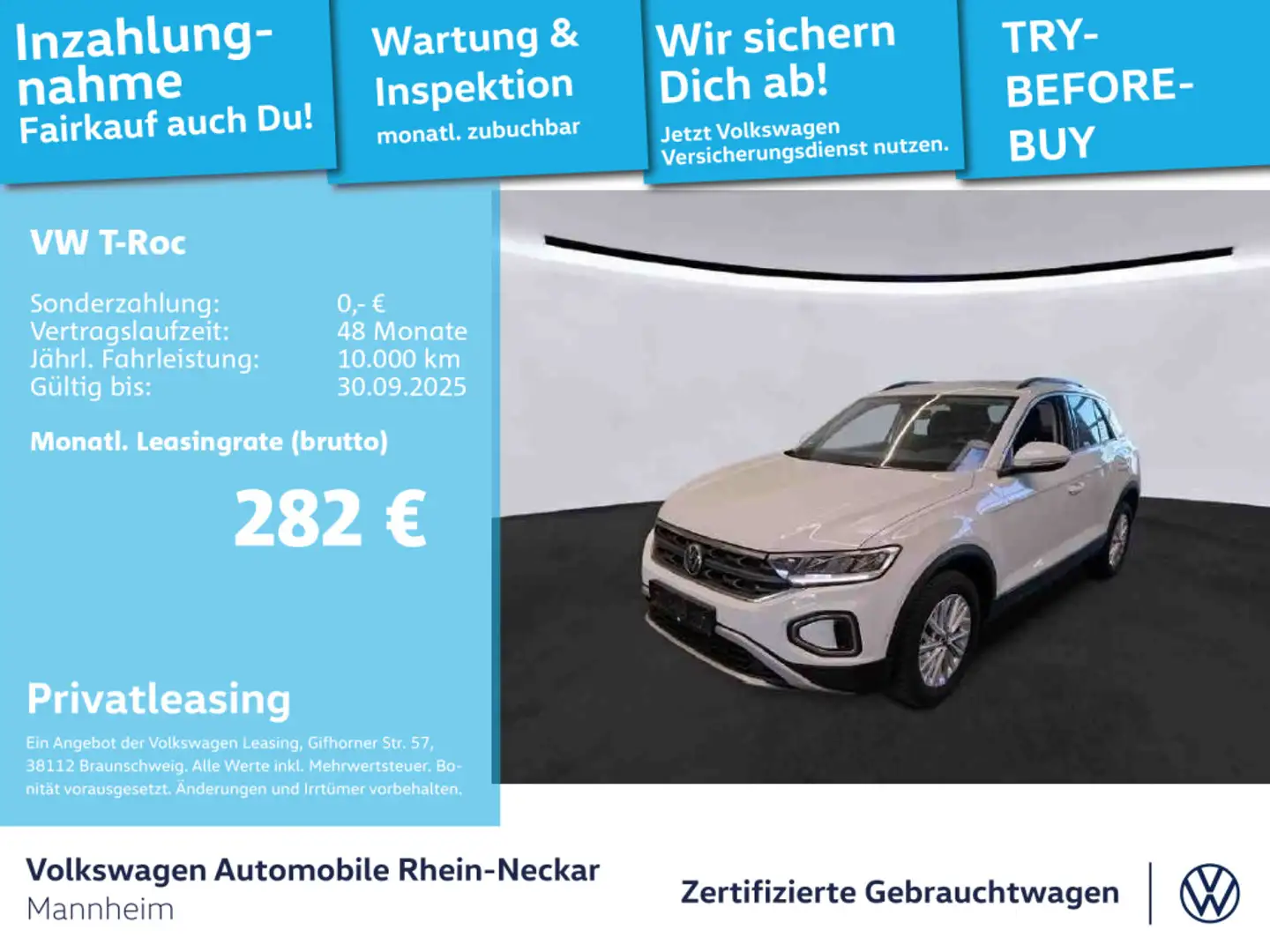 Volkswagen T-Roc 1.0 TSI Life App-Connect PDC LED uvm Weiß - 1