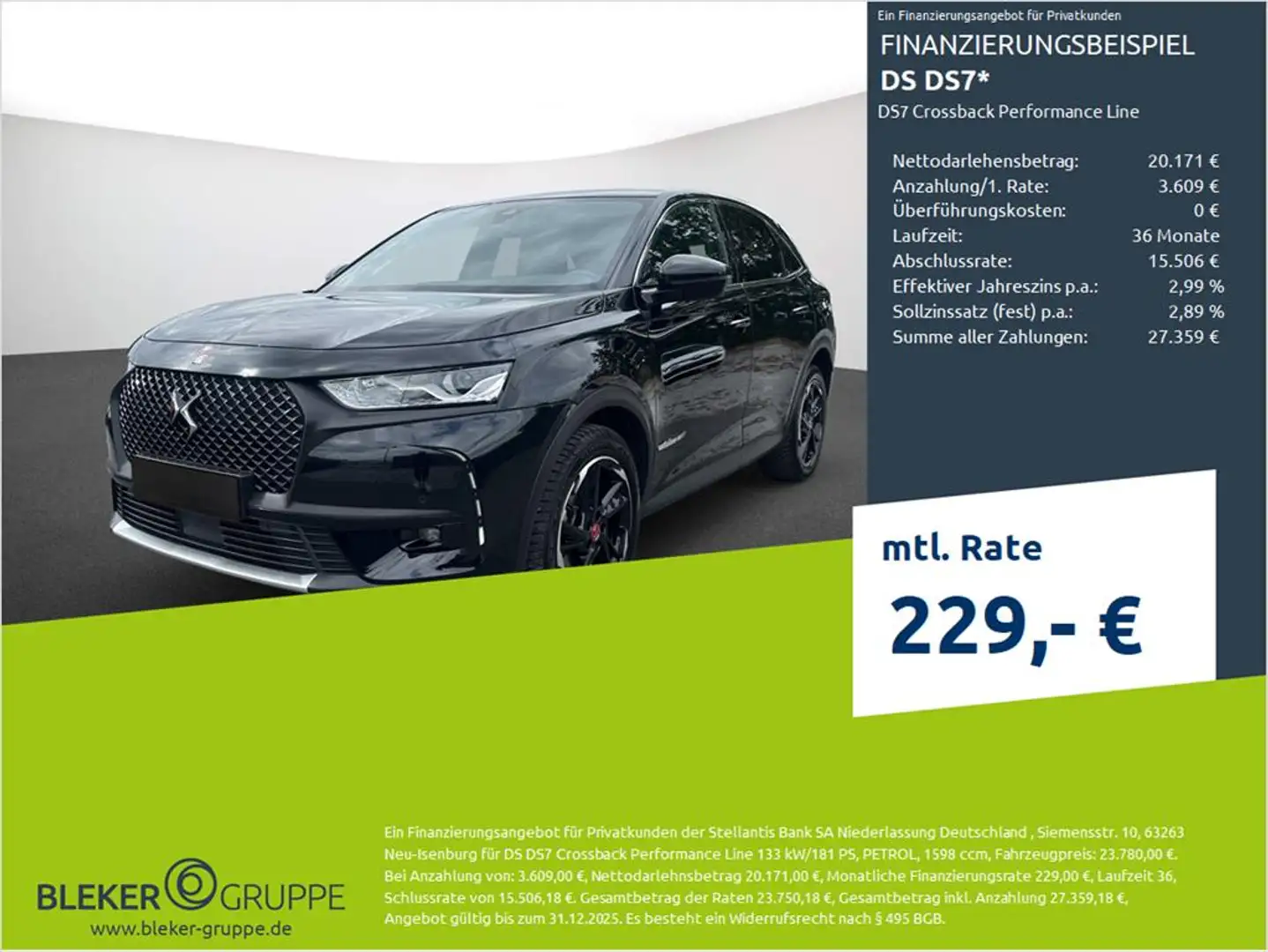 DS Automobiles DS 7 Crossback Performance Line Schwarz - 1
