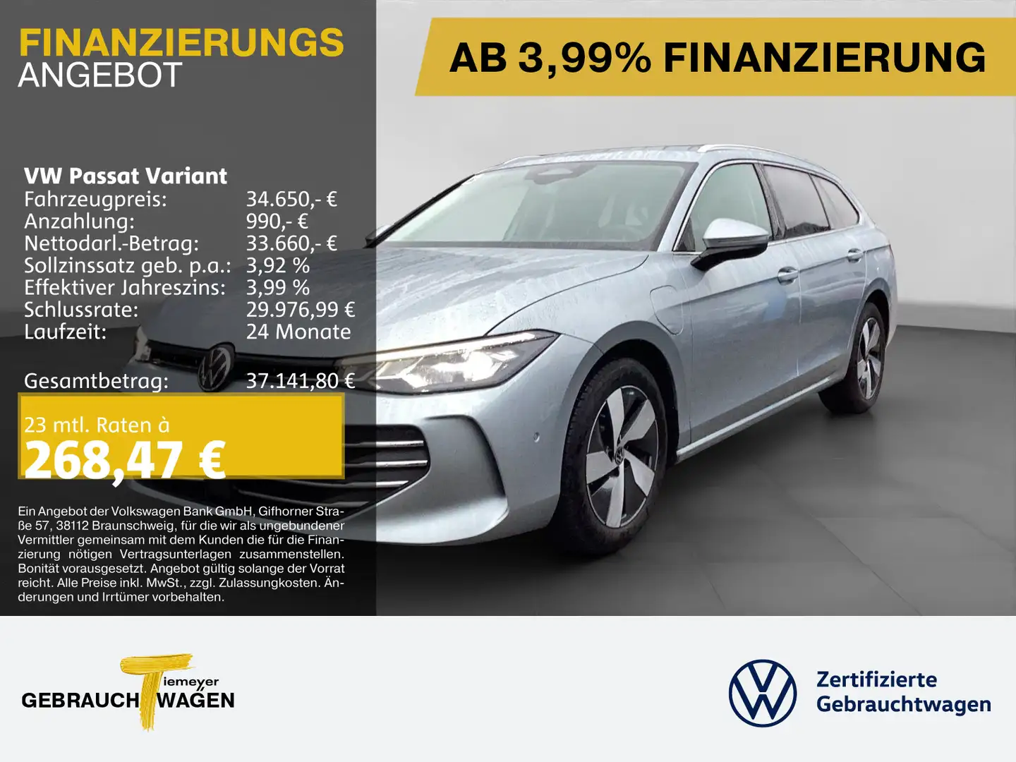 Volkswagen Passat Variant 1.5 TSI DSG eHybrid BUSINESS LM17 Silber - 1