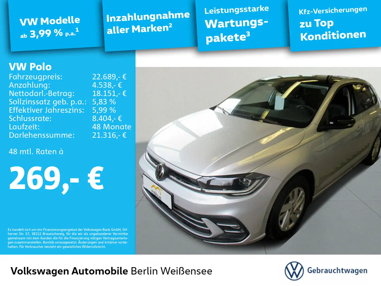 Volkswagen Polo 1.0 TSI Style*MATRIX*NAVI*AHK*APP*ACC* Silber - 1