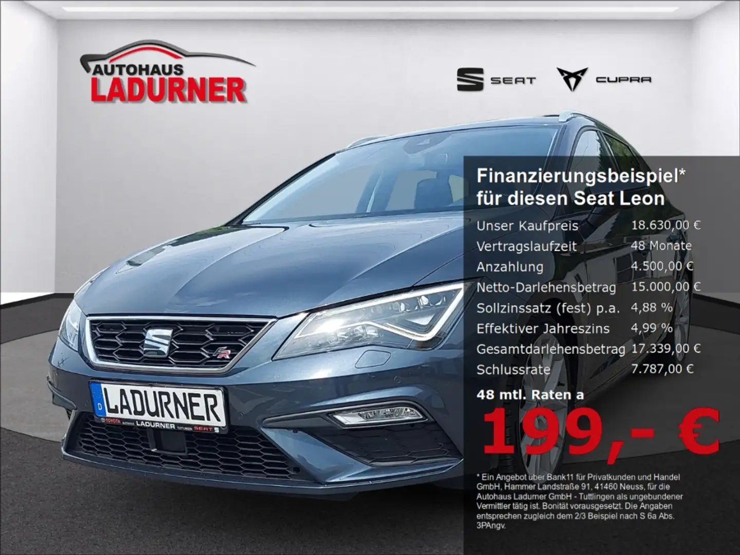SEAT Leon ST FR Black Edition 1.5TSI* Panorama+Navi+Leder+LE Grijs - 1