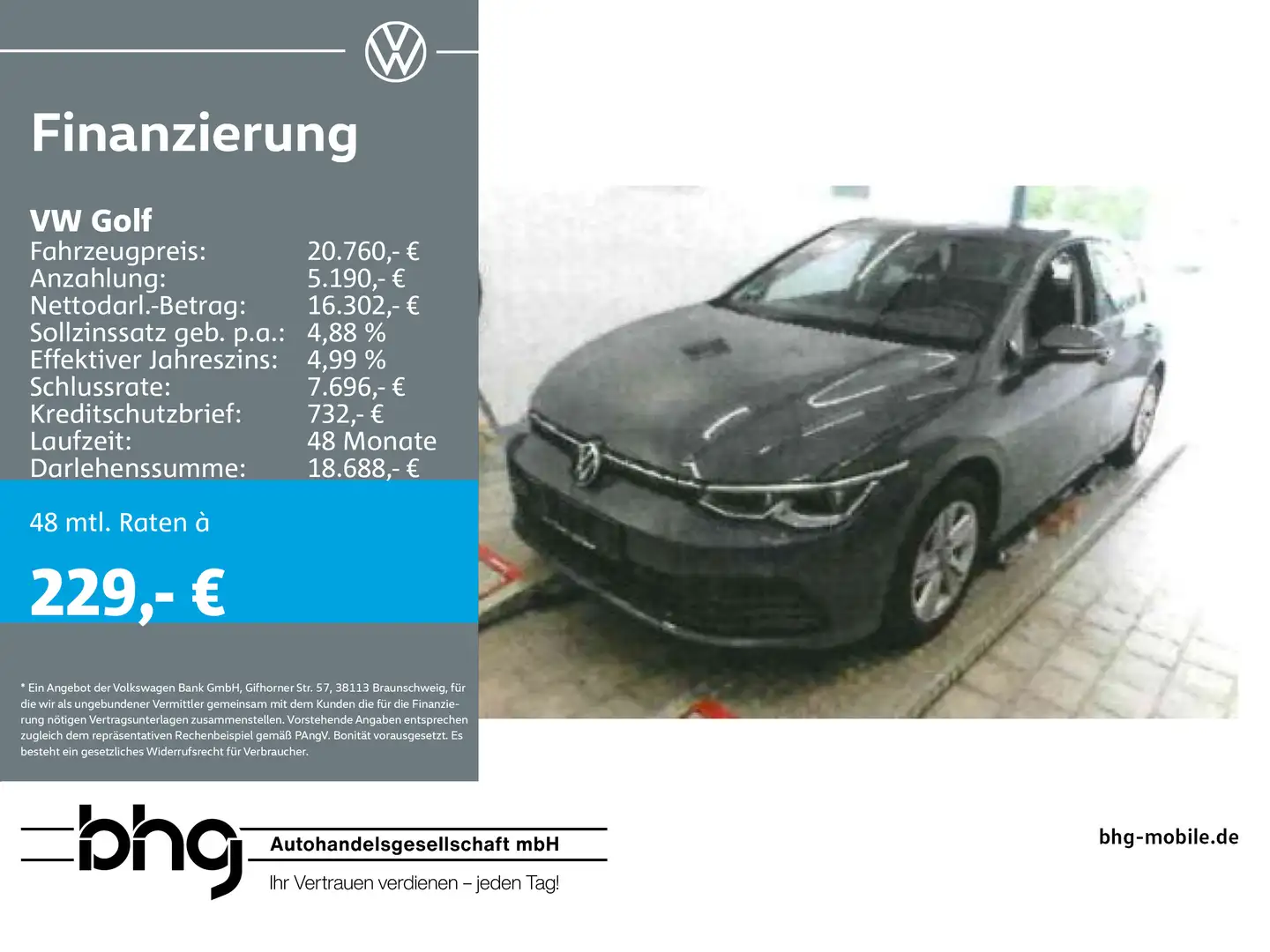 Volkswagen Golf 1.5 eTSI DSG IQ.Light Komfortpaket RearView Grau - 1
