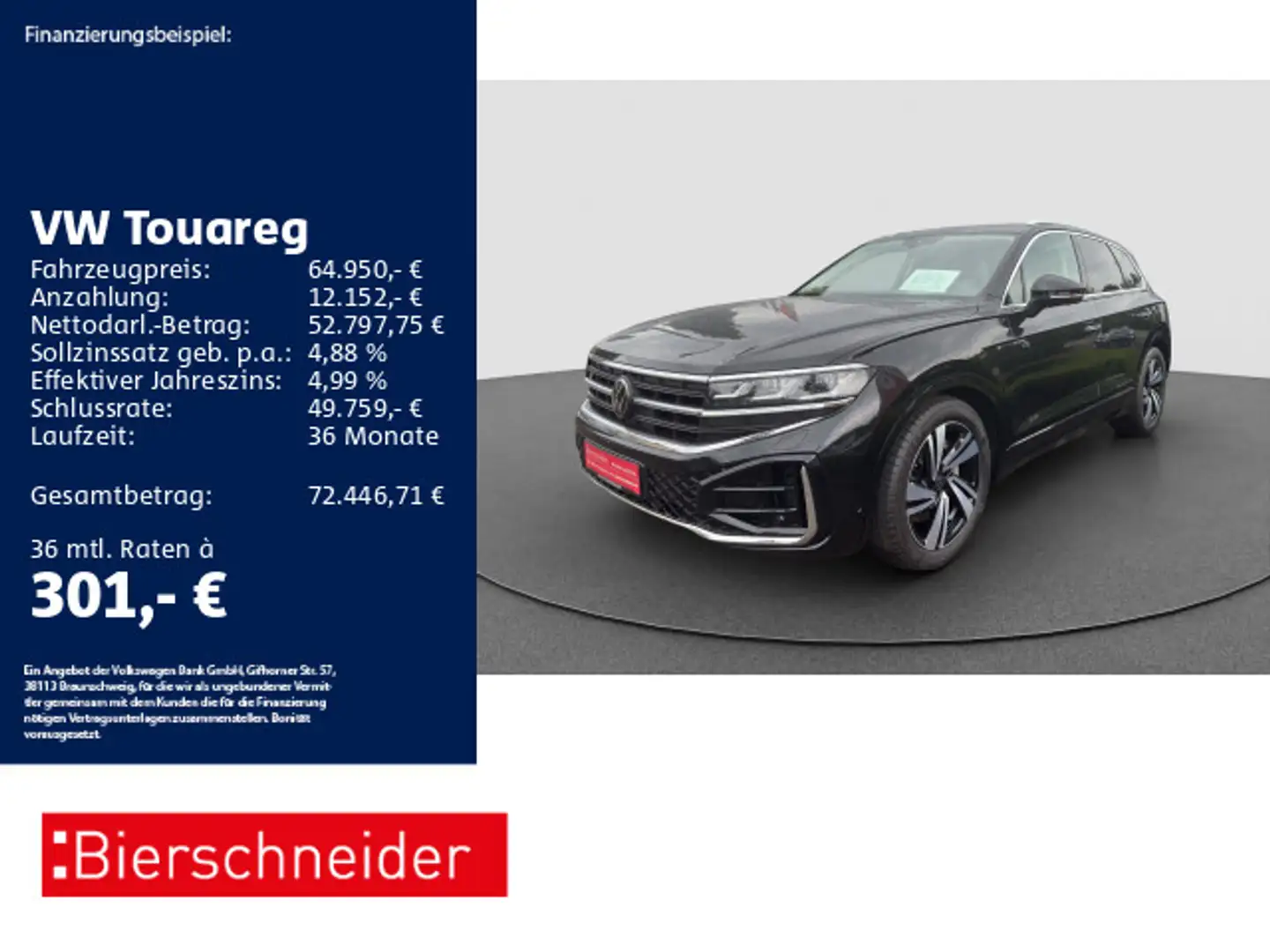 Volkswagen Touareg 3.0 TSI R-Line AHK PANO STAND HuD 360 Schwarz - 1