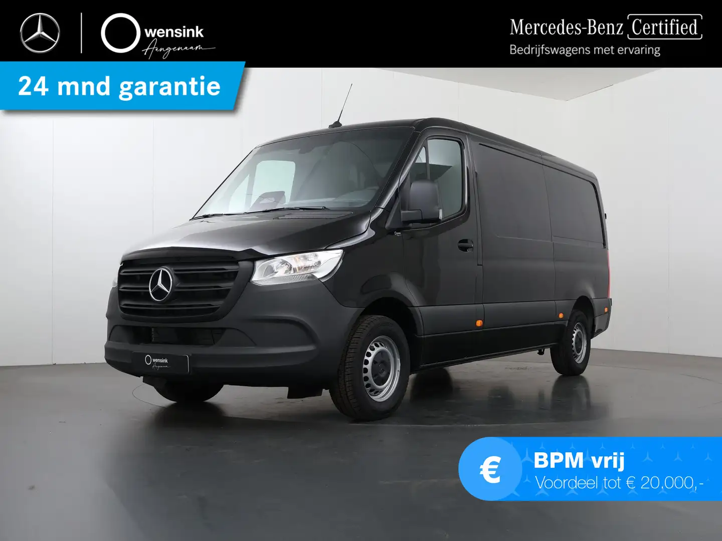 Mercedes-Benz Sprinter 317 L2H1 | BPM VRIJ | 3500 kg TREKKEN | 3-zits | A Zwart - 1