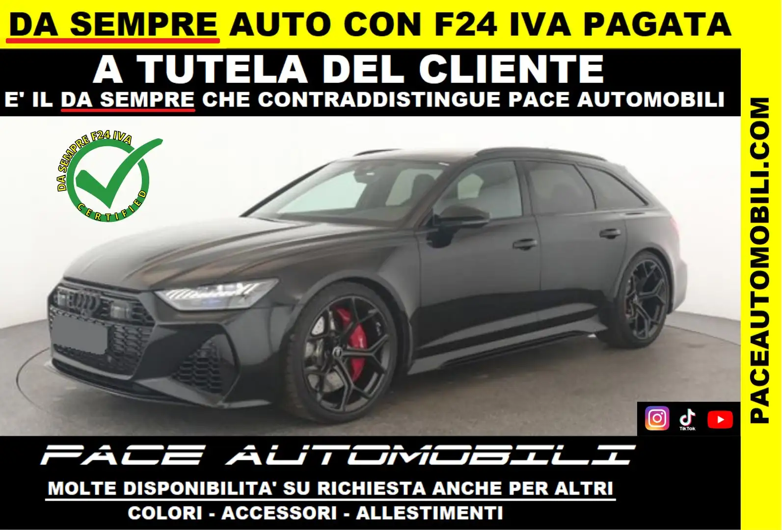 Audi RS6 DYNAMIC PERFORMANCE TETTO B&O PELLE BLACK PACK PDC Nero - 1