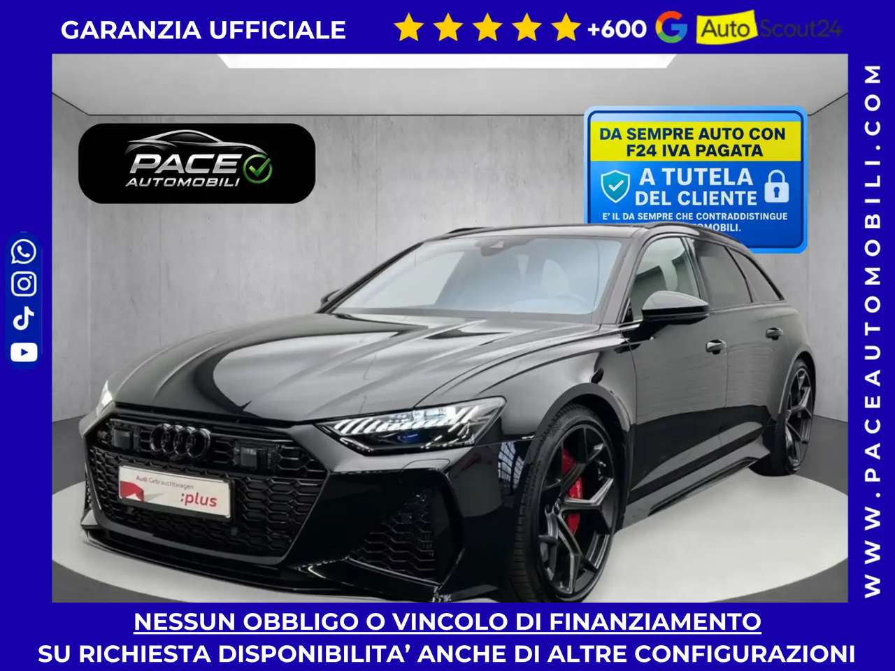 Audi RS6 DYNAMIC PERFORMANCE TETTO B&O PELLE BLACK PACK PDC