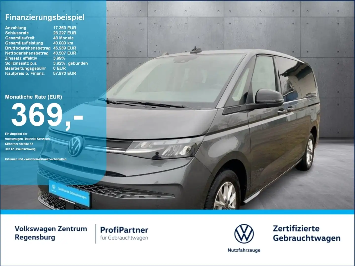Volkswagen T7 Multivan Langversion Life AHK SHZ LED NAVI Grau - 1