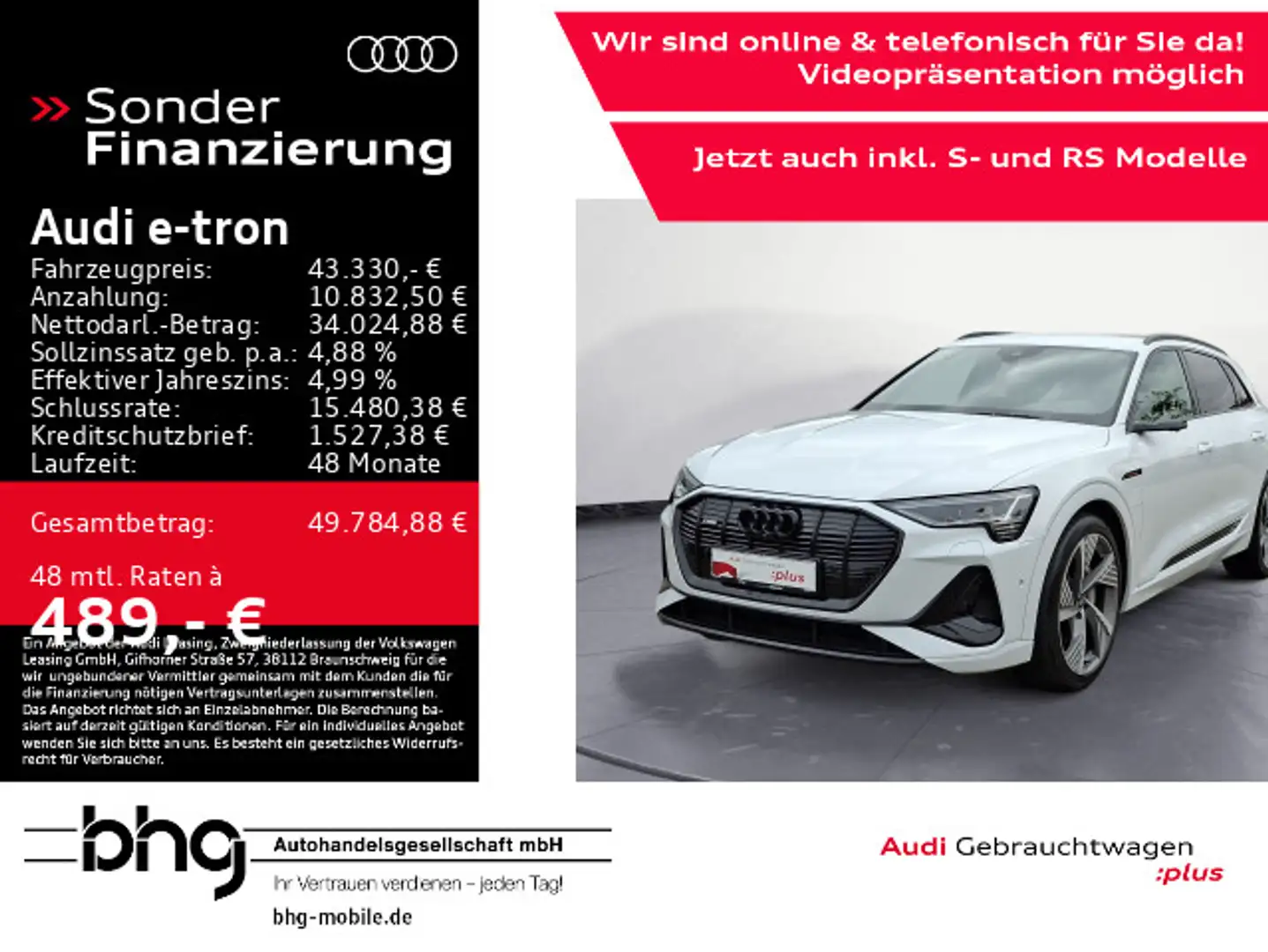 Audi e-tron 55 quattro S line Weiß - 1