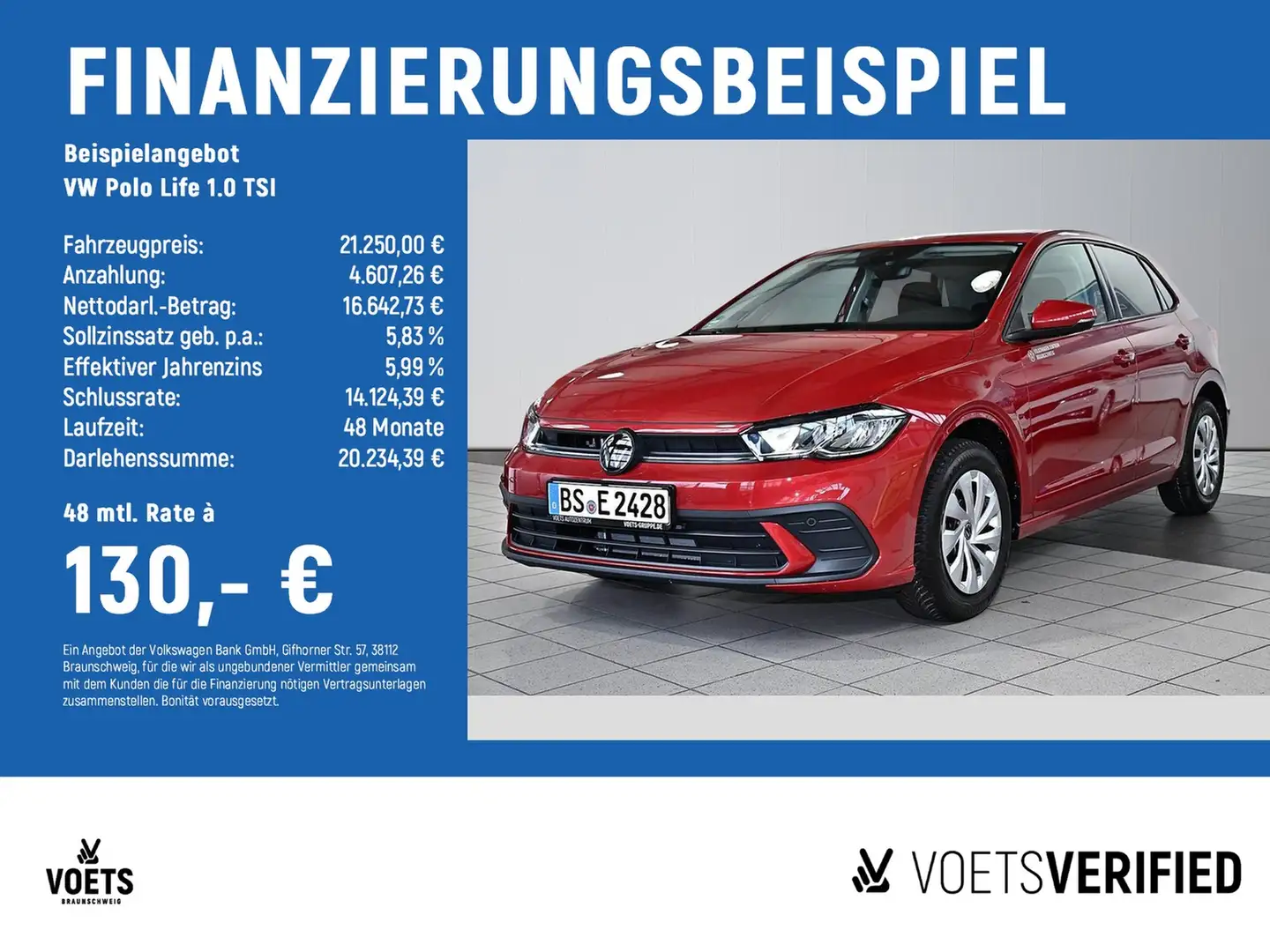 Volkswagen Polo Life 1.0 TSI LED+App-Connect+SHZ+ACC Rouge - 2