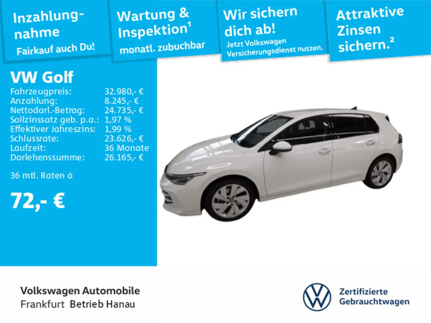 Volkswagen Golf VIII 1.5 eTSI DSG Style Navi AHK IQ.LIGHT - Weiß - 1