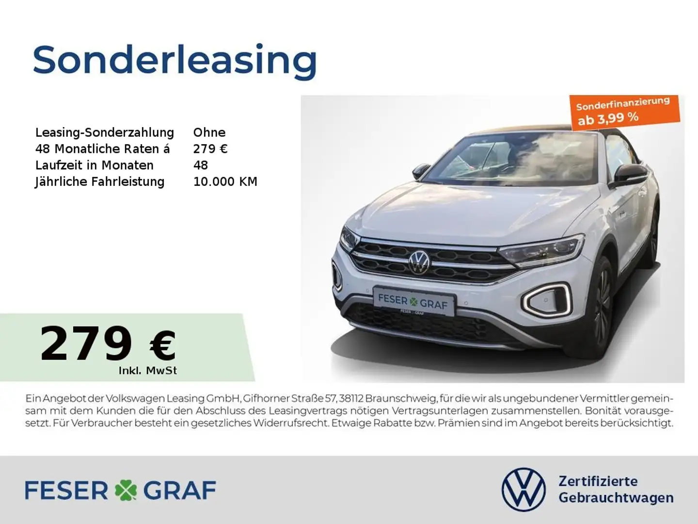 Volkswagen T-Roc Cabrio Goal 1.0 TSI Navi Kamera LED SiHz Weiß - 1