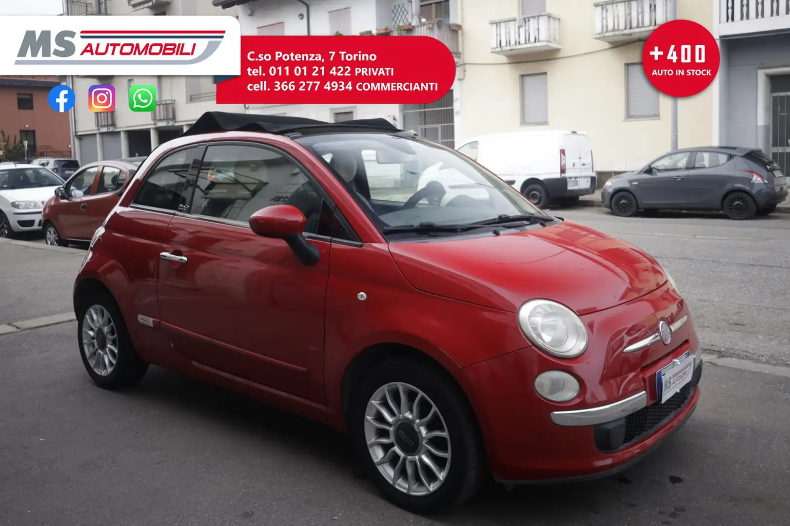 Fiat 500C 500 C 1.2 Lounge Cabrio Unicoproprietario Rood - 1