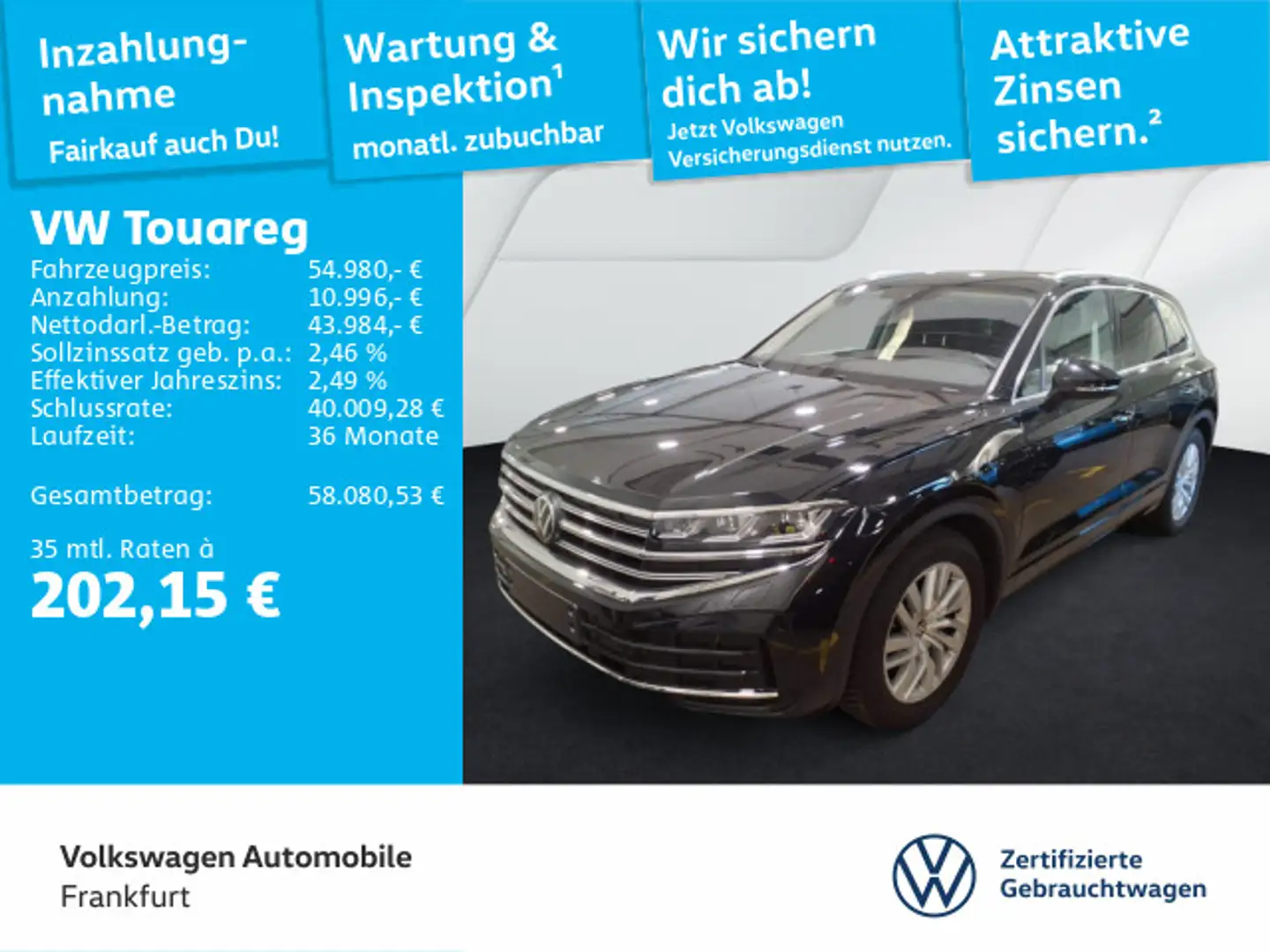 Volkswagen Touareg 3.0 V6 TDI Elegance 4Motion Navi AHK IQ. Schwarz - 1