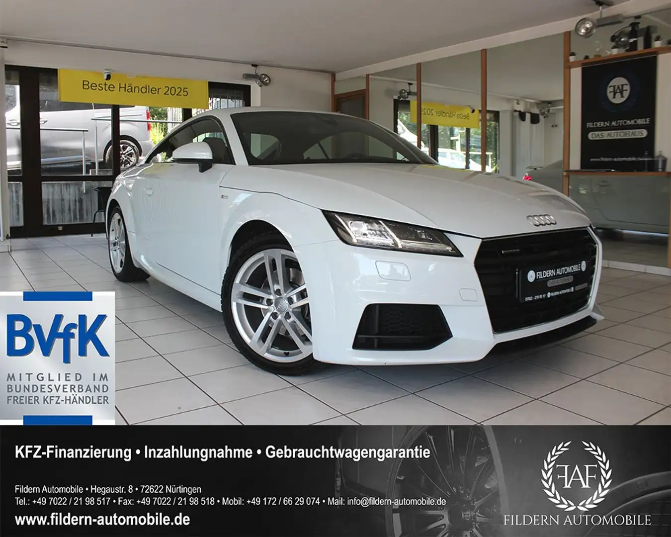 Audi TT 2.0TFSI quattro S line*LED*LEDER*LANE-AS*18"*KESSY Blanc - 1