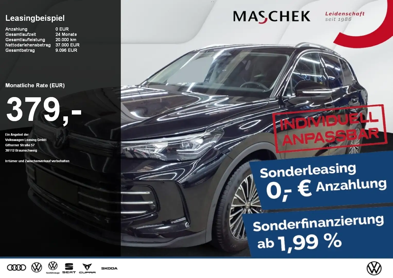 Volkswagen Tiguan Elegance 2.0 TDI AHK Navi Kamera Alcantara Schwarz - 1