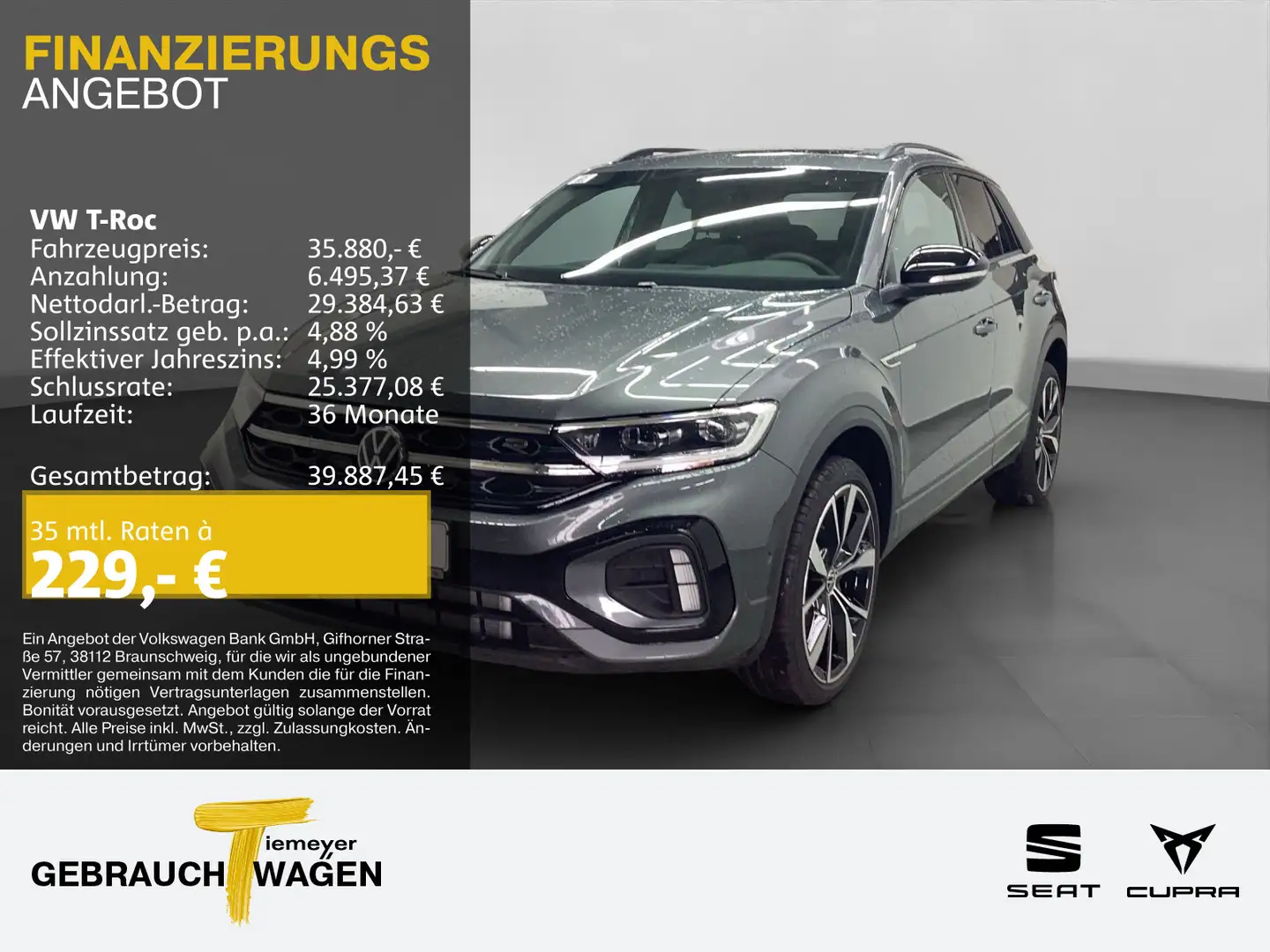 Volkswagen T-Roc 1.5 TSI DSG R-LINE LM19 PANO KAMERA SITZHZ Grau - 1