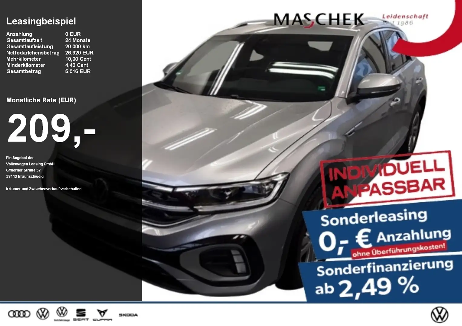Volkswagen T-Roc R-Line 1.0 TSI Sonderleasing! AHK Matrix 5J Garant Silber - 1